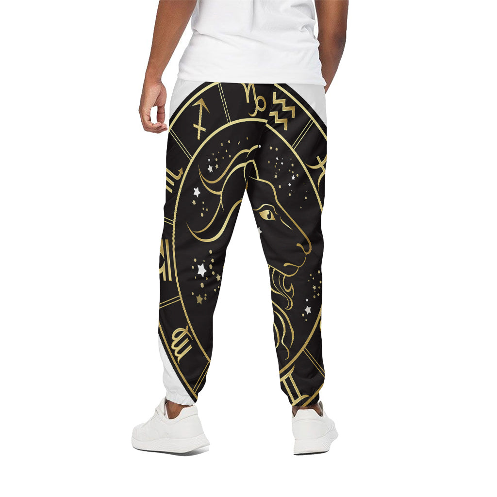 Gold And Black Capricorn Sign Print Cotton Pants