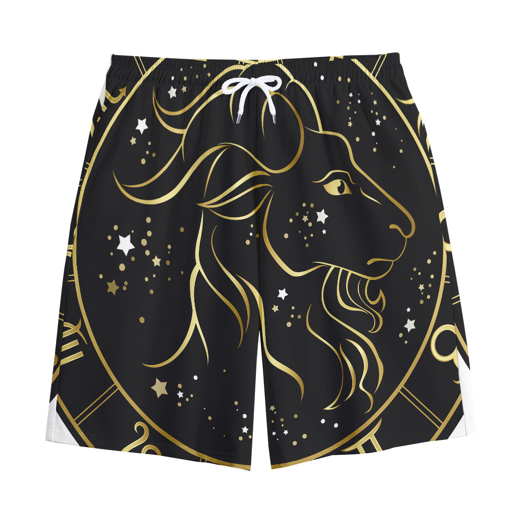 Gold And Black Capricorn Sign Print Cotton Shorts