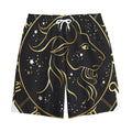 Gold And Black Capricorn Sign Print Cotton Shorts