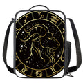Gold And Black Capricorn Sign Print Crossbody Lunch Bag