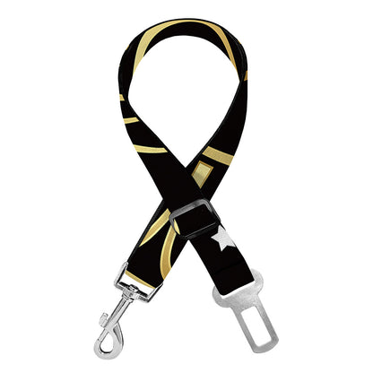 Gold And Black Capricorn Sign Print Dog Seat Belt