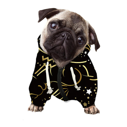 Gold And Black Capricorn Sign Print Dog Zip Up Hoodie