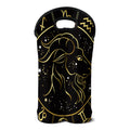 Gold And Black Capricorn Sign Print Double Neoprene Wine Tote
