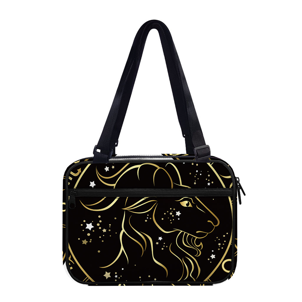 Gold And Black Capricorn Sign Print Double Strap Bible Bag