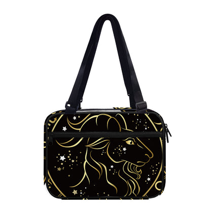 Gold And Black Capricorn Sign Print Double Strap Bible Bag