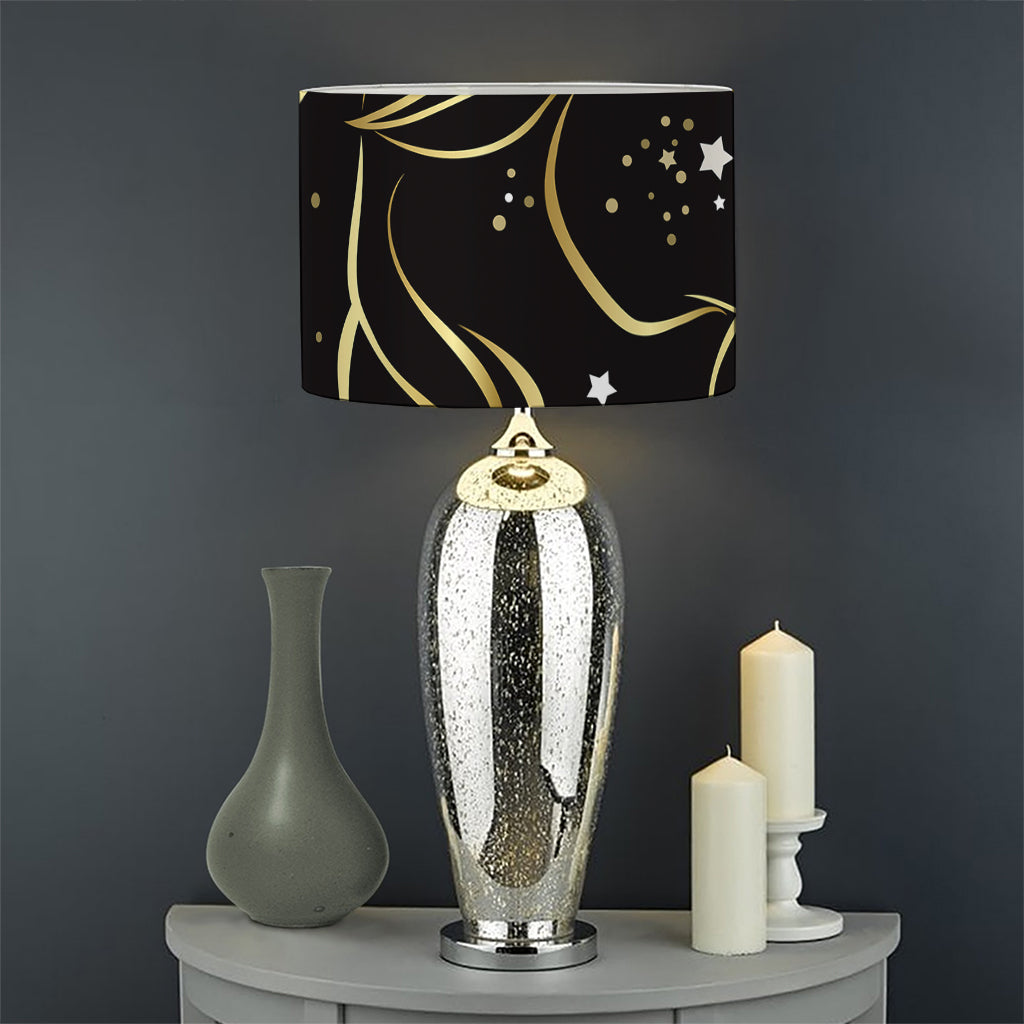 Gold And Black Capricorn Sign Print Drum Lamp Shade