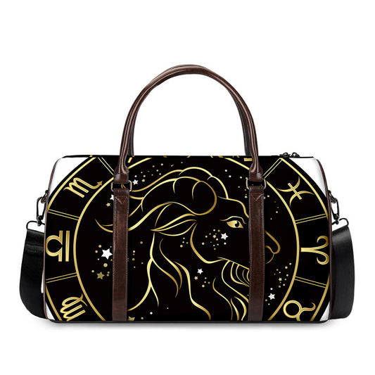 Gold And Black Capricorn Sign Print Duffle Bag