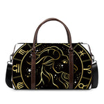 Gold And Black Capricorn Sign Print Duffle Bag