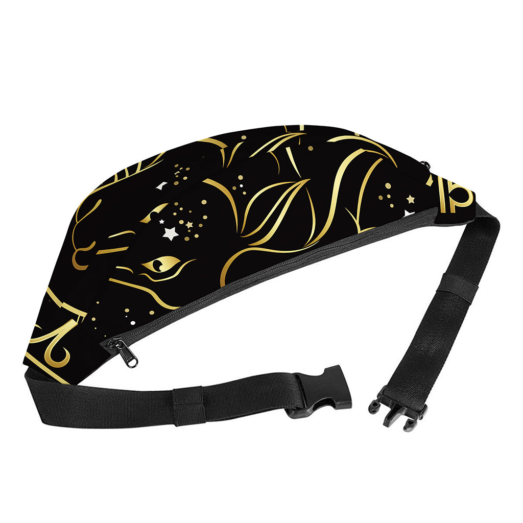 Gold And Black Capricorn Sign Print Fanny Pack