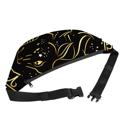 Gold And Black Capricorn Sign Print Fanny Pack