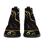 Gold And Black Capricorn Sign Print Flat Ankle Boots