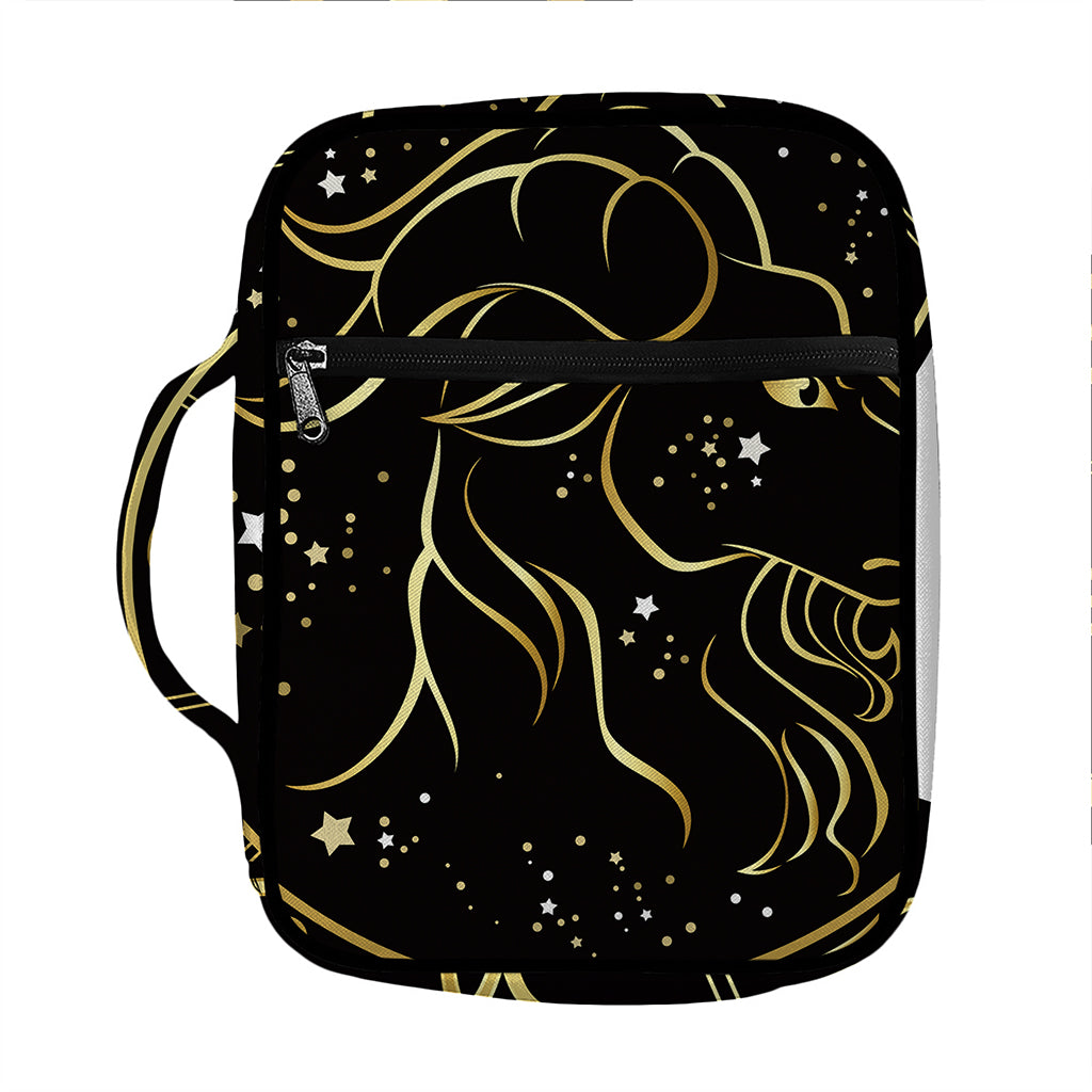 Gold And Black Capricorn Sign Print Front Pocket Bible Bag