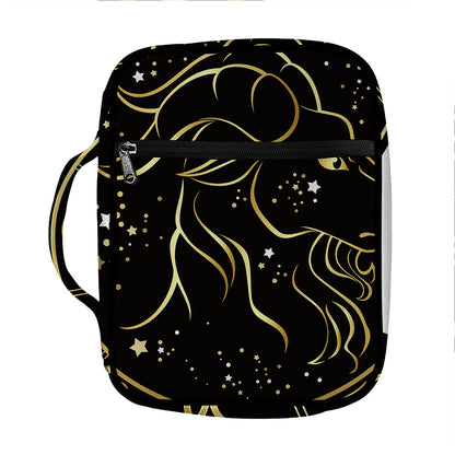Gold And Black Capricorn Sign Print Front Pocket Bible Bag
