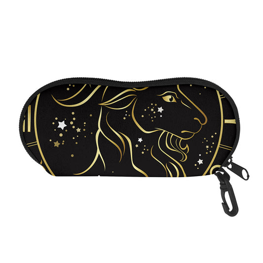 Gold And Black Capricorn Sign Print Glasses Case