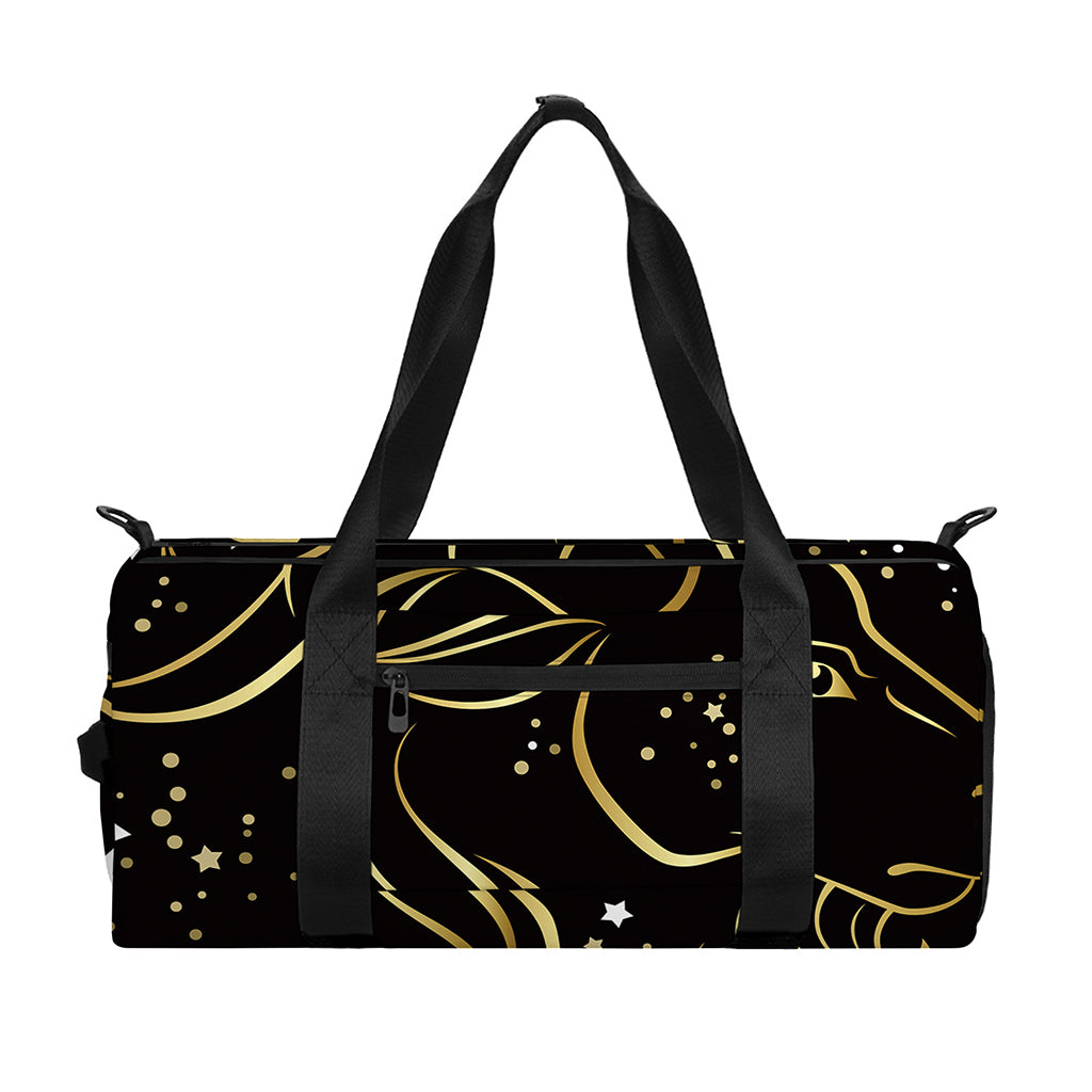 Gold And Black Capricorn Sign Print Gym Bag