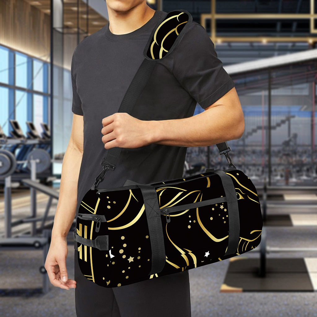 Gold And Black Capricorn Sign Print Gym Bag