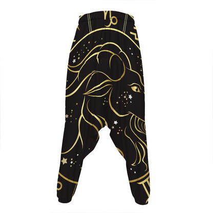 Gold And Black Capricorn Sign Print Hammer Pants