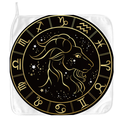 Gold And Black Capricorn Sign Print Hand Towel