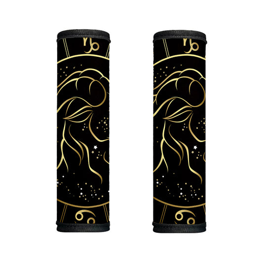 Gold And Black Capricorn Sign Print Handle Covers