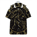 Gold And Black Capricorn Sign Print Hawaiian Shirt