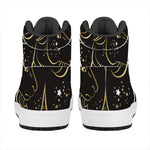 Gold And Black Capricorn Sign Print High Top Leather Sneakers