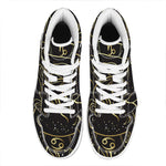 Gold And Black Capricorn Sign Print High Top Leather Sneakers