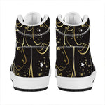 Gold And Black Capricorn Sign Print High Top Leather Sneakers