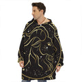 Gold And Black Capricorn Sign Print Hoodie Blanket