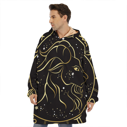 Gold And Black Capricorn Sign Print Hoodie Blanket