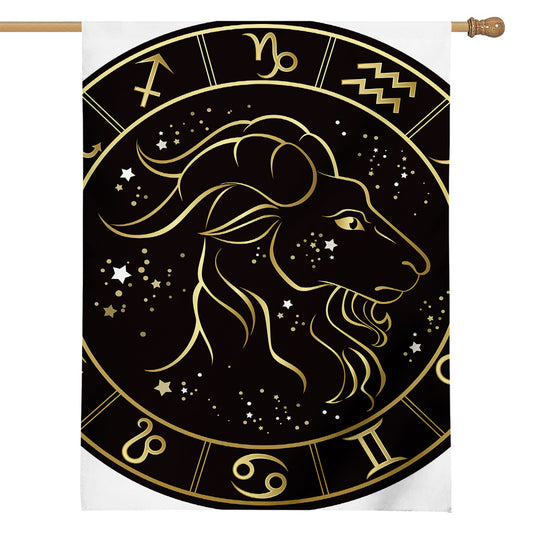 Gold And Black Capricorn Sign Print House Flag