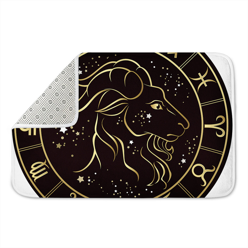 Gold And Black Capricorn Sign Print Indoor Door Mat