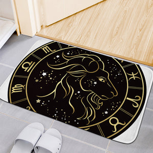 Gold And Black Capricorn Sign Print Indoor Door Mat