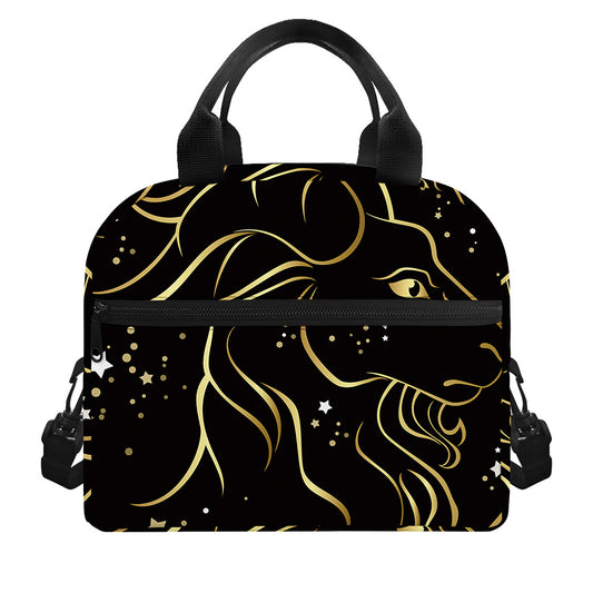 Gold And Black Capricorn Sign Print Insulated Lunch Bag