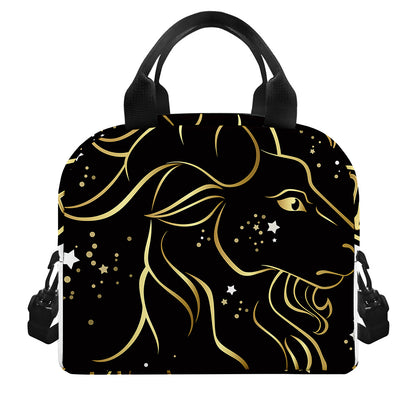 Gold And Black Capricorn Sign Print Insulated Lunch Bag