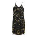 Gold And Black Capricorn Sign Print Jersey Midi Cami Dress