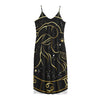 Gold And Black Capricorn Sign Print Jersey Midi Cami Dress