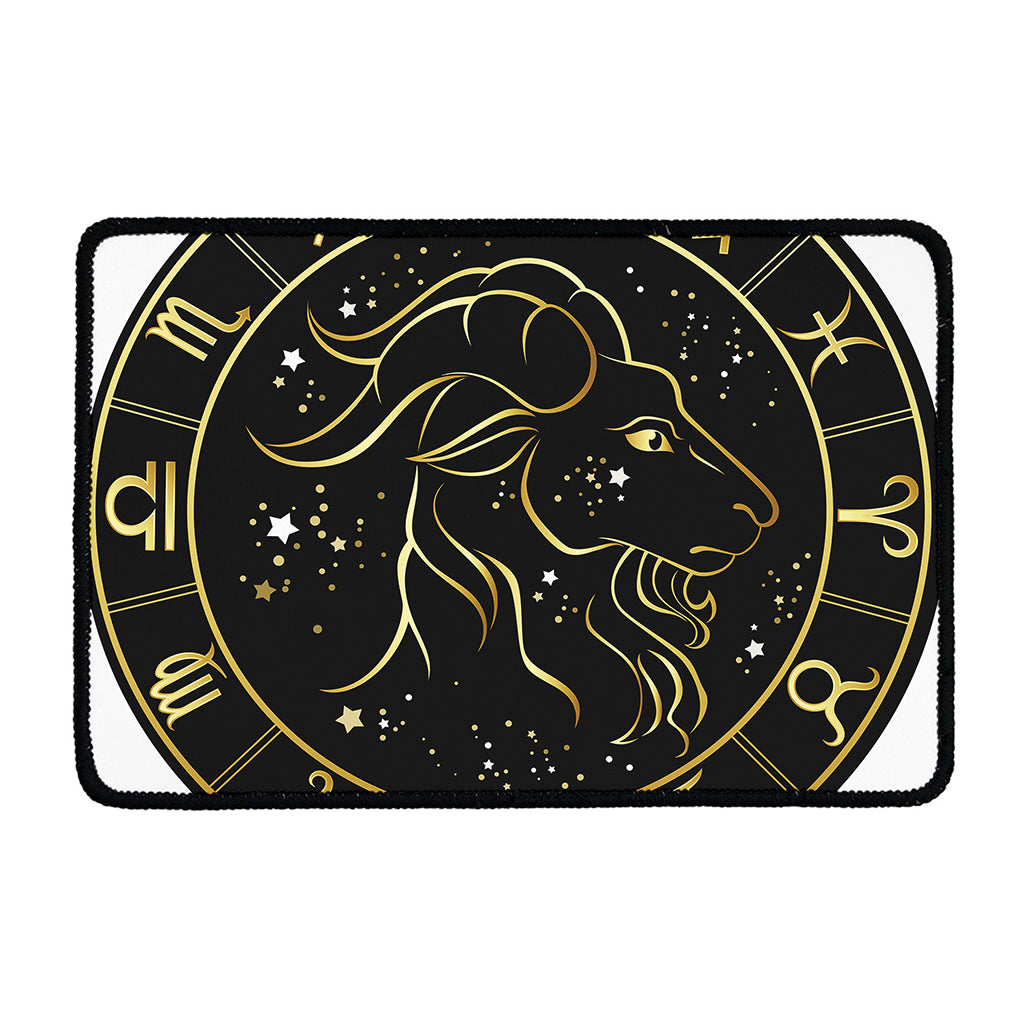 Gold And Black Capricorn Sign Print Kitchen Mat