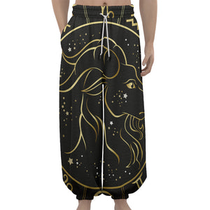 Gold And Black Capricorn Sign Print Lantern Pants