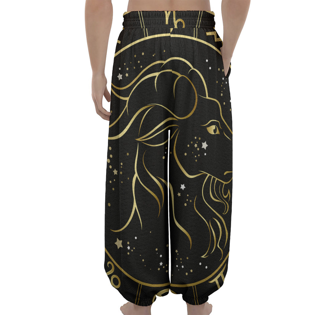 Gold And Black Capricorn Sign Print Lantern Pants