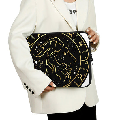Gold And Black Capricorn Sign Print Laptop Sleeve