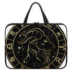Gold And Black Capricorn Sign Print Laptop Sleeve With Handle