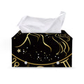 Gold And Black Capricorn Sign Print Leather Tissue Box Cover