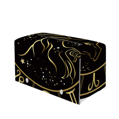 Gold And Black Capricorn Sign Print Leather Tissue Box Cover