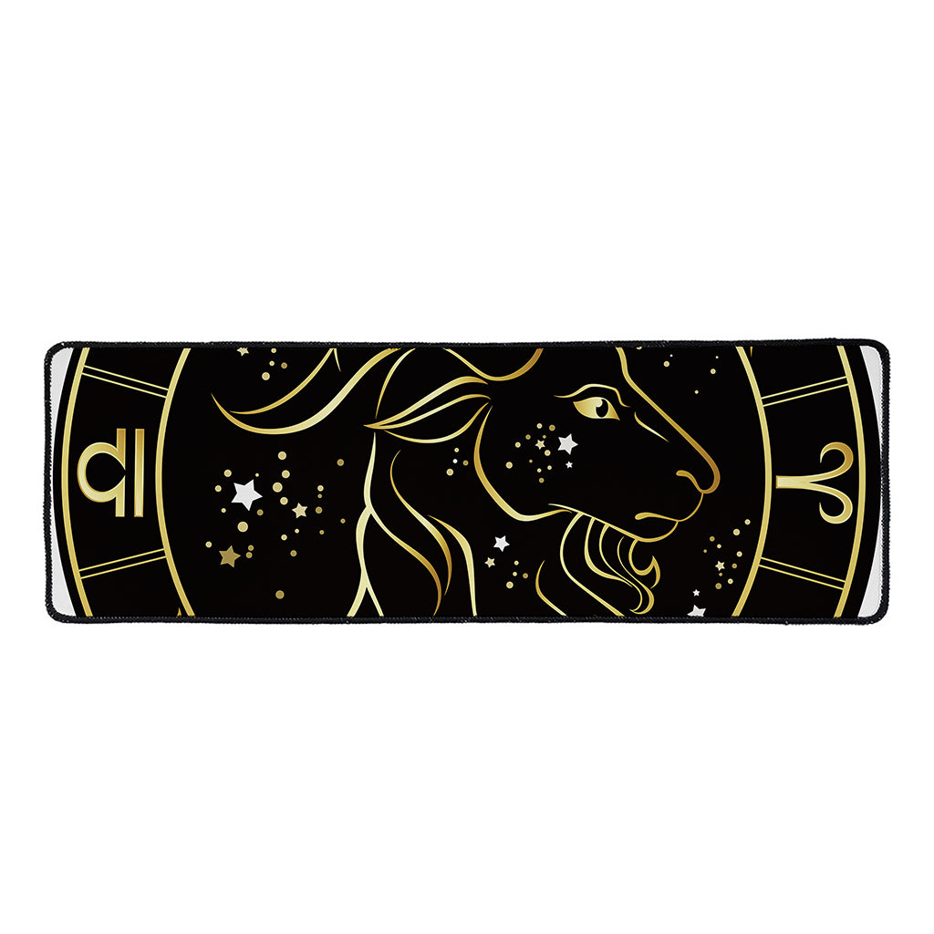 Gold And Black Capricorn Sign Print Long Kitchen Mat