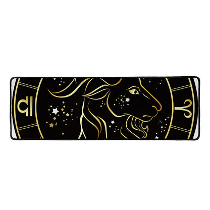 Gold And Black Capricorn Sign Print Long Kitchen Mat