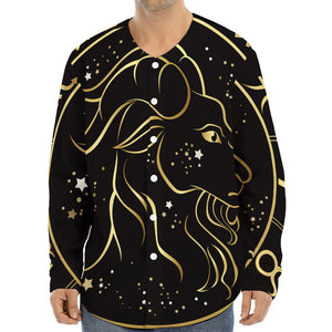 Gold And Black Capricorn Sign Print Long Sleeve Baseball Jersey