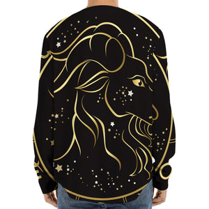 Gold And Black Capricorn Sign Print Long Sleeve Baseball Jersey