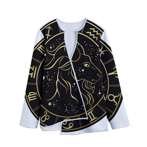 Gold And Black Capricorn Sign Print Long Sleeve Short Coat