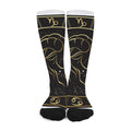 Gold And Black Capricorn Sign Print Long Socks