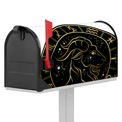 Gold And Black Capricorn Sign Print Mailbox Cover